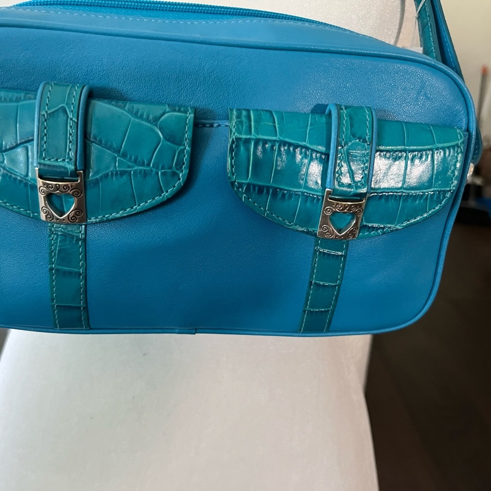 Brighton Teal Crossbody Bag with Heart Buckle Accents - Picture 13 of 14